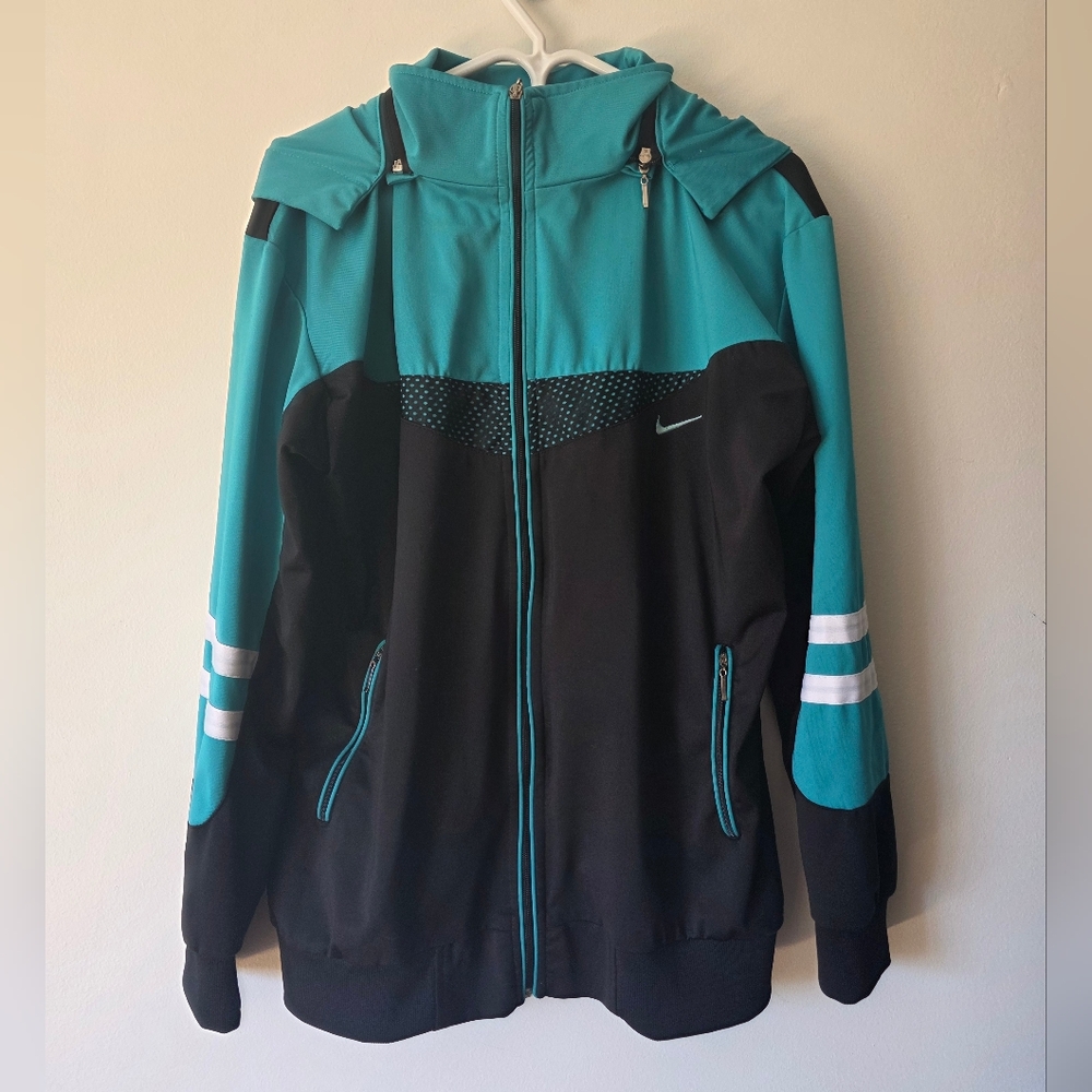 Vintage Nike Teal and Black Zip-Up Jacket